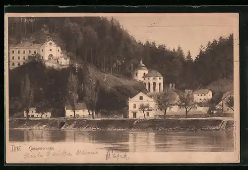 AK Linz a. D., Blick auf den Calvarienberg