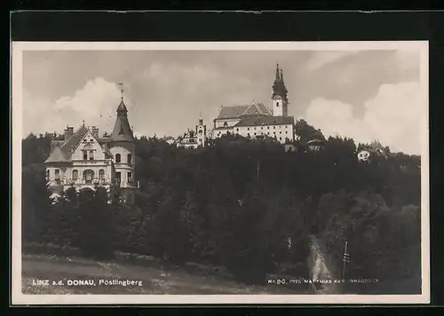 AK Linz a. D., Blick auf den Pöstlingberg