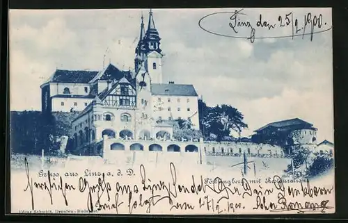 AK Linz a. D., Pöstlingberg mit Restaurant