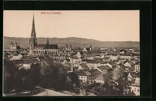 AK Linz a. D., Ortsansicht aus der Vogelschau