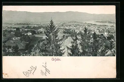 AK Urfahr b. Linz a. D., Ortsansicht aus der Vogelschau