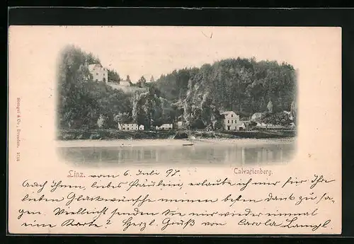 AK Linz, Calvarienberg mit Gewässer