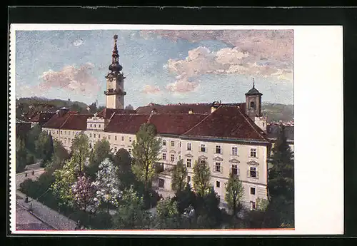 AK Linz /Donau, Landhaus aus der Vogelschau