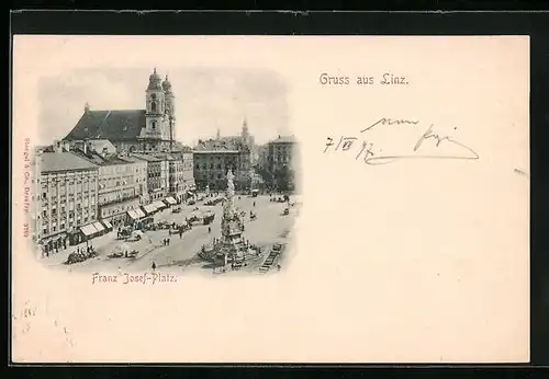 AK Linz /Donau, Franz Josef-Platz aus der Vogelschau