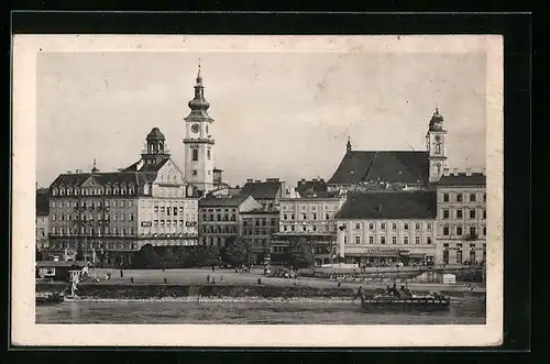 AK Linz /Donau, Landungsplatz von der Donau aus