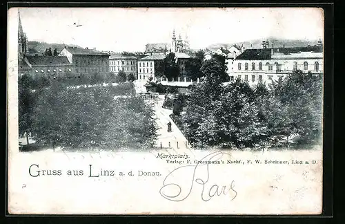 AK Linz /Donau, Marktplatz aus der Vogelschau