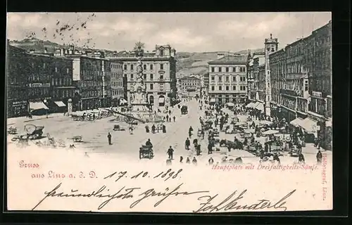 AK Linz /Donau, Hauptplatz mit Dreifaltigkeits-Säule