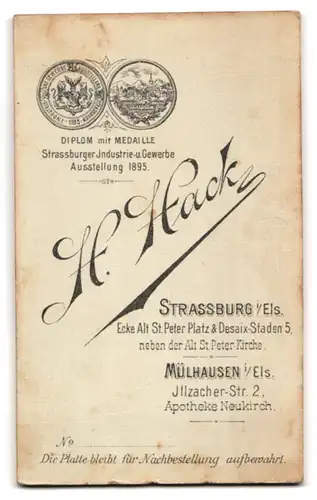 Fotografie H. Hack, Strassburg i. Els., Alt St. Peter Platz, Junger Herr mit Krawatte