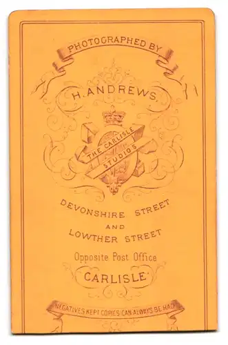 Fotografie H. Andrews, Carlisle, Devonshire Street, Bürgerlicher im Anzug