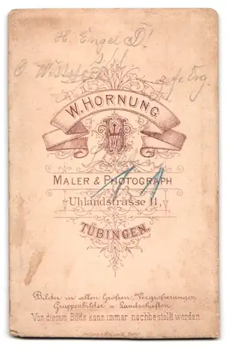 Fotografie W. Hornung, Tübingen, Uhlandstrasse 11, Portrait junger Herr mit Zwicker & Halstuch
