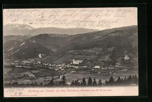 AK Kirchberg a. Wechsel, Ortspartie mit dem Schneeberg
