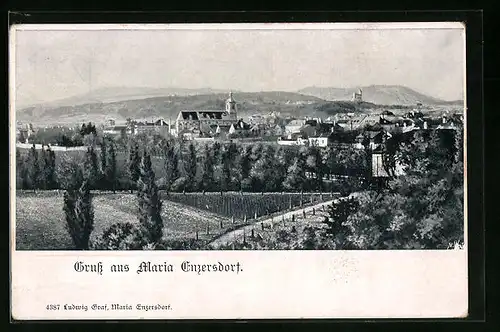 AK Maria Enzersdorf, Ortspartie mit Kirche