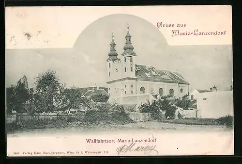 AK Maria-Lanzendorf, Kirche mit Doppelturm