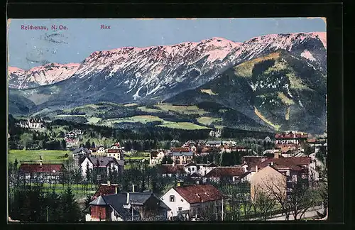 AK Reichenau, Teilansicht mit Bergpanorama, Rax
