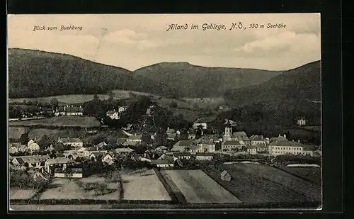 AK Alland i. Gebirge, Blick auf den Ort vom Buchberg aus