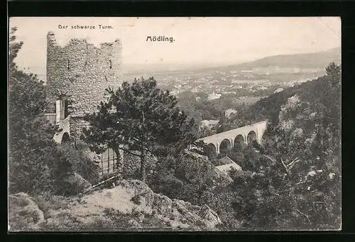 AK Mödling, Der schwarze Turm, Blick in das Umland