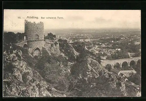 AK Mödling, Ortspartie, Schwarzer Turm