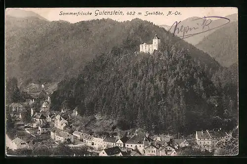 AK Gutenstein, Partie der Sommerfrische am Fusse des Berges