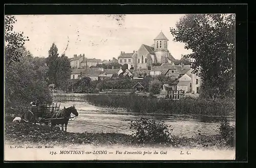AK Montigny-sur-Loing, Vue d`ensemble prise du Guè