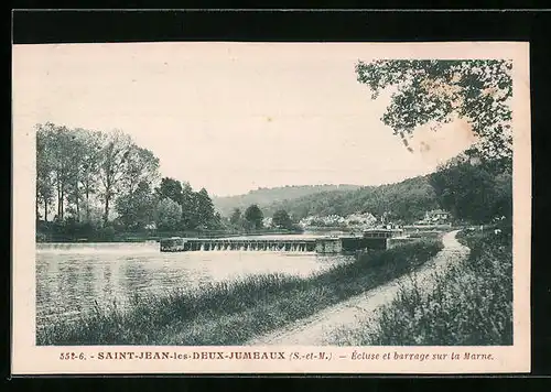 AK Saint-Jean-les-Deux-Jumeaux, Ecluse et barrage sur la Marne
