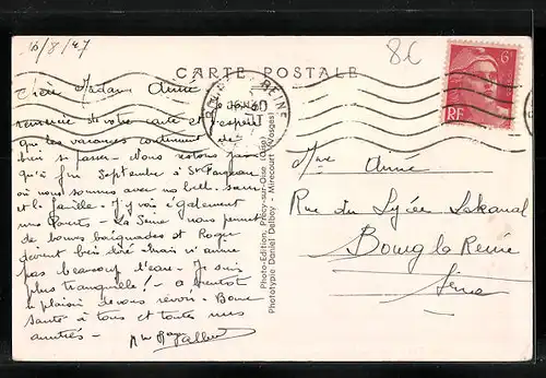 AK Saint-Fargeau, Vue sur la Seine, Les Chalands