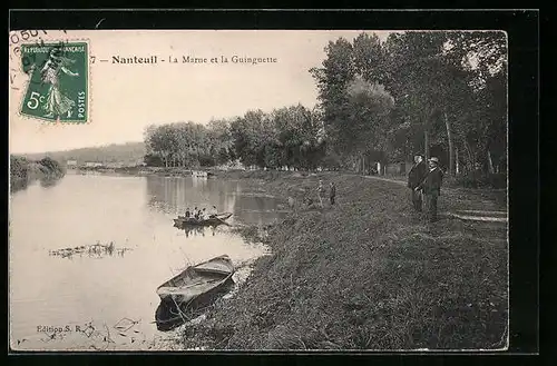AK Nanteuil, La Marne et la Guinguette