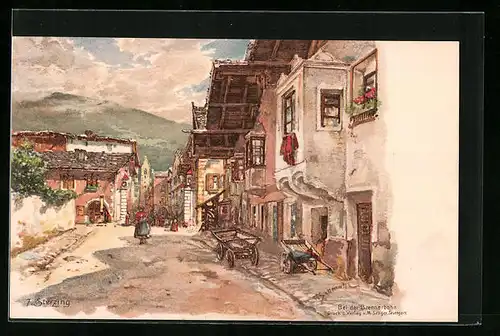 Künstler-AK P. Schmohl: Sterzing, Ortspartie