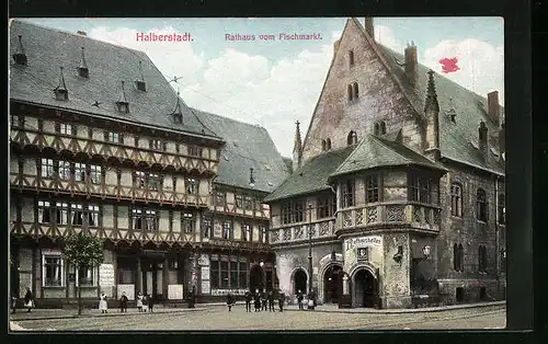 AK Halberstadt, Rathaus vom Fischmarkt