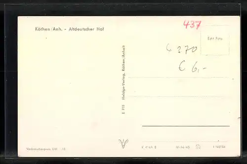AK Köthen i. Anh., Gasthaus Altdeutscher Hof