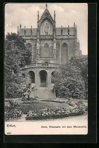 AK Erfurt, Dom, Westseite mit dem Marienbild