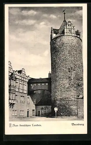 AK Bernburg, Strassenpartie mit Turm