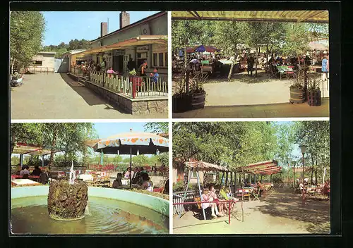 AK Jeggeleben /Krs. Kalbe /Milde, Gasthaus Feine Sache, Garten, Brunnen