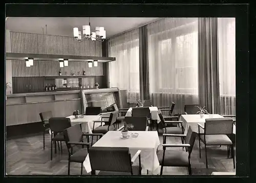 AK Arendsee /Altmark, FDGB-Erholungsheim Am See, Gaststätte, Innenansicht