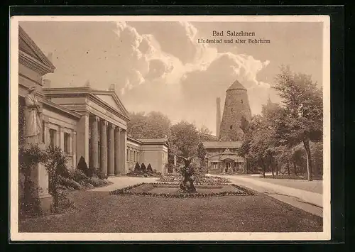 AK Bad Salzelmen, Lindenbad und alter Bohrturm