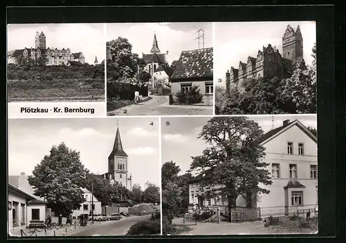 AK Plötzkau /Kr. Bernburg, Schloss, Ortsansicht, Pflegeheim