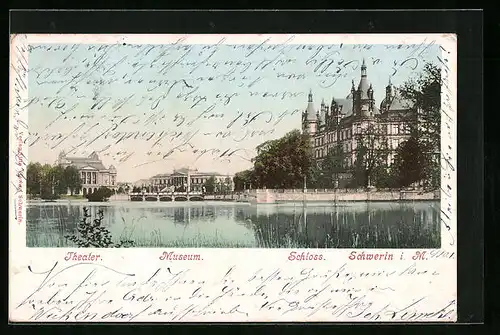 AK Schwerin i. M., Theater, Museum, Schloss