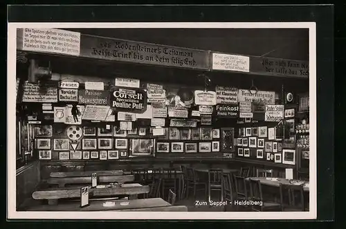 AK Heidelberg, Studenten-Gasthaus zum Seppel am Karlsplatz
