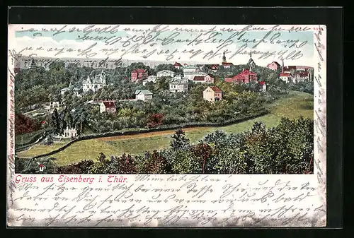 AK Eisenberg i. Thür., Ortsansicht aus der Vogelschau