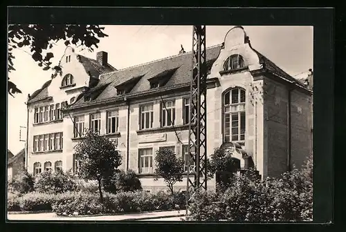 AK Hermsdorf i. Thür., Friedensschule von der Strasse gesehen