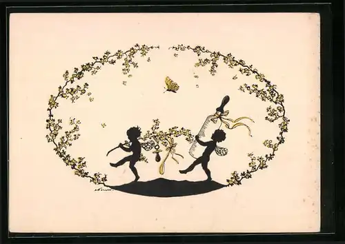 Künstler-AK Elsbeth Forck: Feen mit Schnuller und Babyflasche