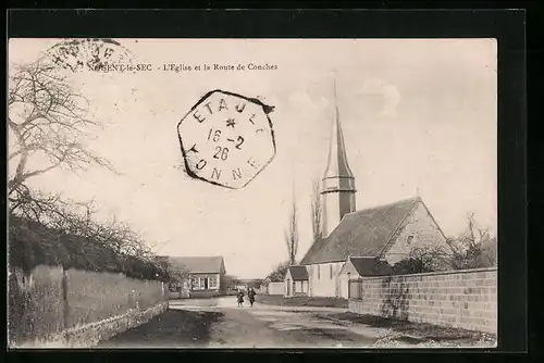 AK Nogent-le-Sec, L`Eglise et la Route de Conches