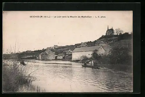 AK Seiches, Le Loir vers le Moulin de Matheflon