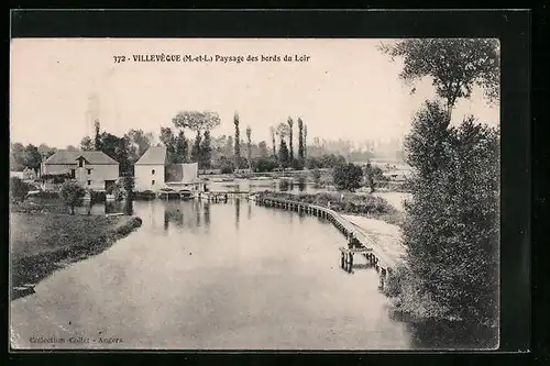 AK Villeveque, Paysage des bords du Loir