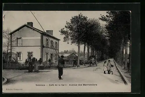 AK Vulaines, Cafe de la Gare, Avenue des Marronniers