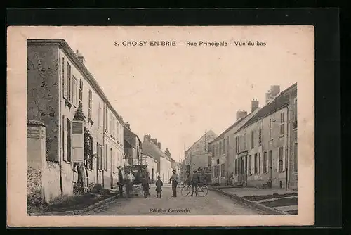 AK Choisy-en-Brie, Rue Principale, Vue du bas