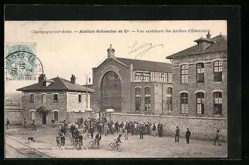 AK Champagne-sur-Seine, Ateliers Schneider et Cie, Vue extérieur des Ateliers d`Electricité