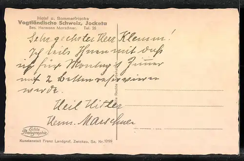 AK Jocketa, Hotel Vogtländische Schweiz