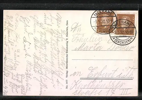 AK Meerane i. Sa, Bismarckplatz mit Denkmal