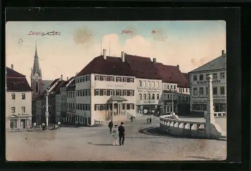 AK Leisnig i. Sa., Strassenpartie am Markt