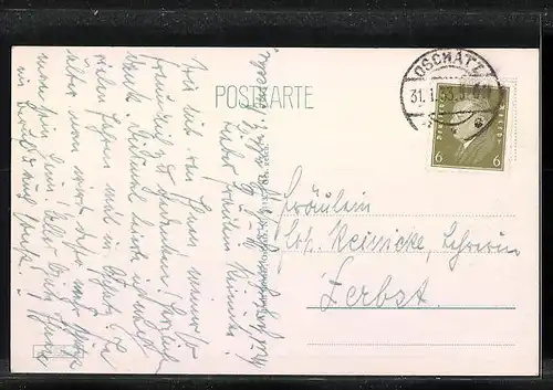 AK Oschatz, Passanten in der Altoschatzer Strasse